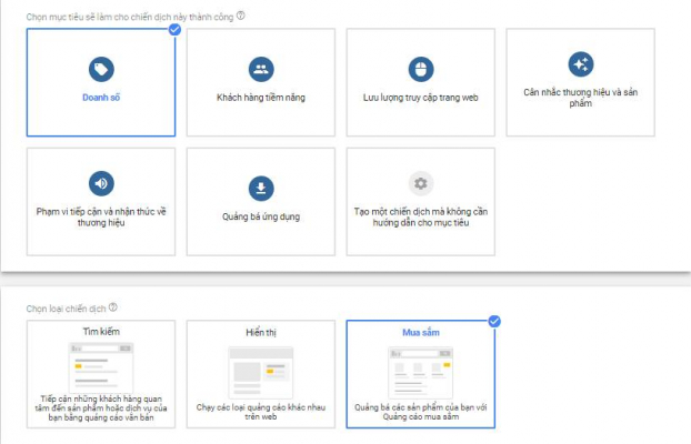 Tạo chiến dịch Mua Sắm – Google Shopping