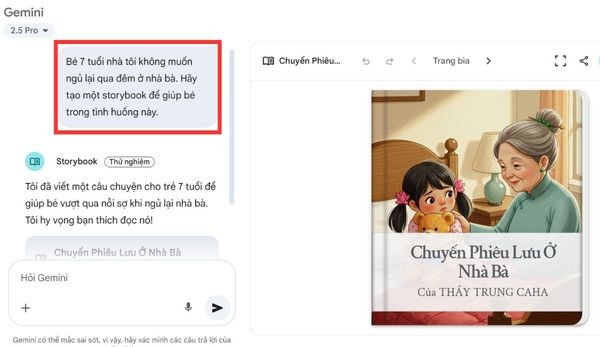 Gõ vào ô chat ý tưởng câu chuyện